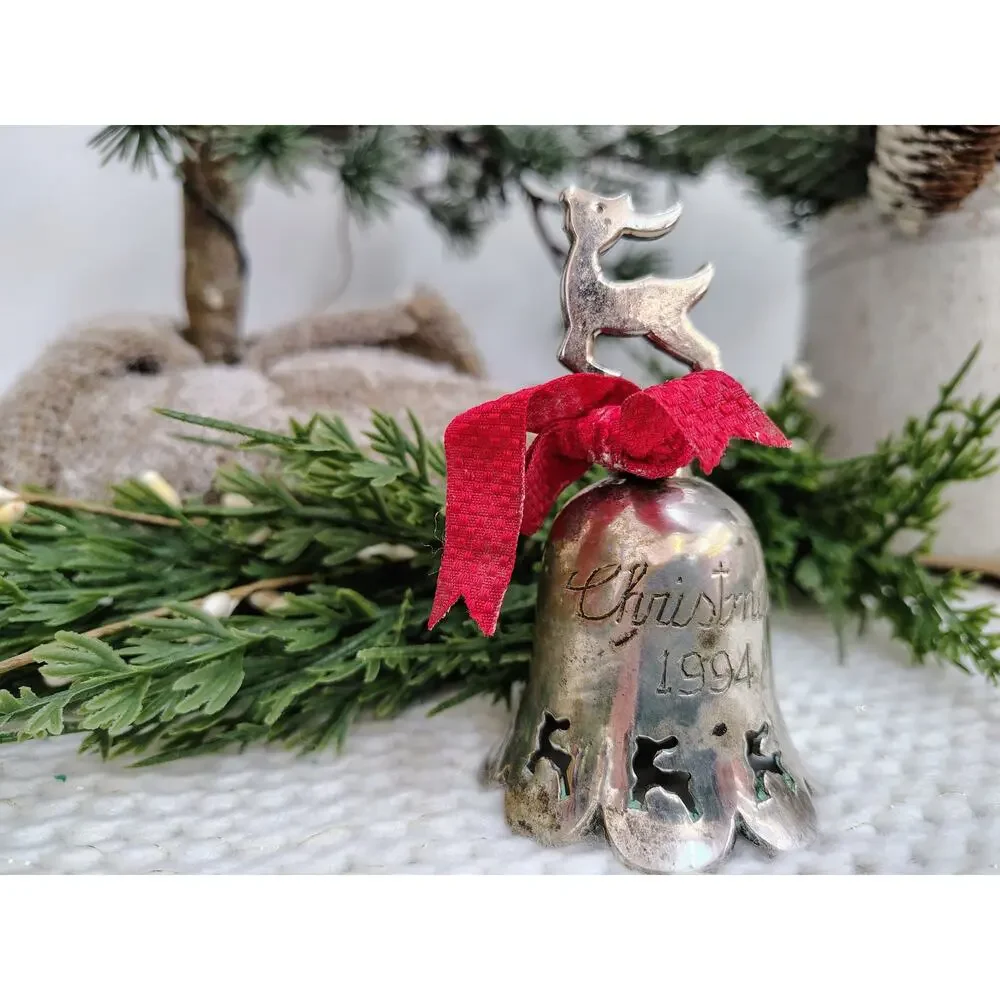 Silverplate Reindeer Bell Ornament – Christmas 1994